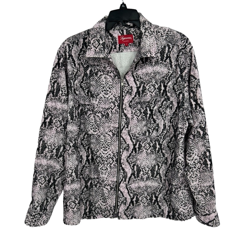 Supreme pink snake print corduroy full zip jacket